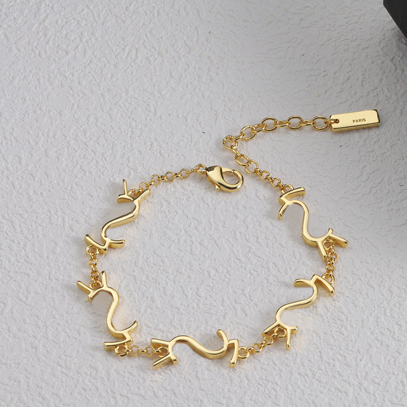 Luxury Charm Bracelets Ladies Brand Letter Chain Bracelet Girls Birthday Gift Engagement Party Gold Silver Super Cassic Jewelry-image-939858619