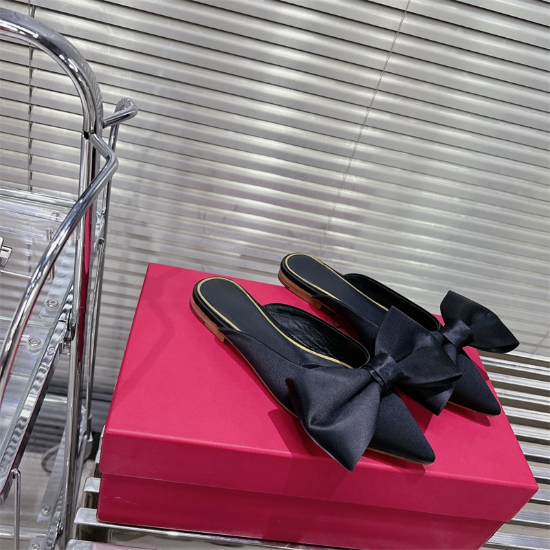 Val dupe shoe big silk butterfly sandal mule flat slipper slide 35-42-image-940246920
