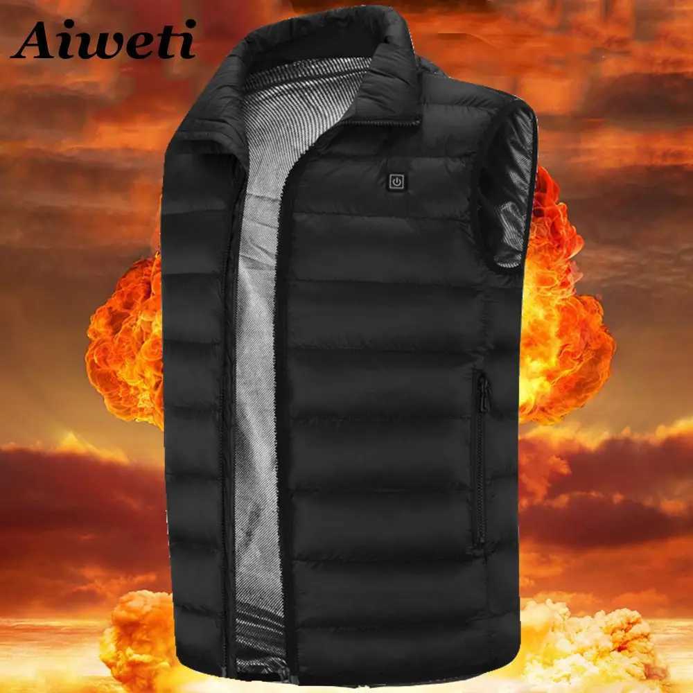 Aiweti Men winter USB Electric Heating Vest Jacket Clothing Skiing Winter Warm Heated Pad Winter USB interface warm vest Q260917