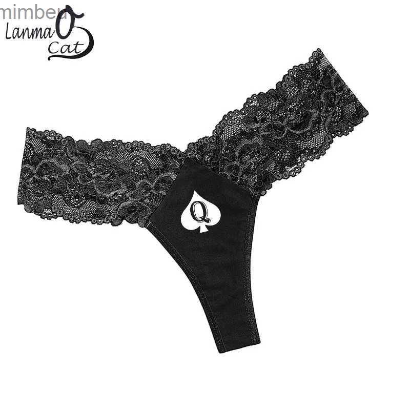 Sexy Set Queen of Spades Women Sexy Lace Lingerie Temptation Panties Thong Breathable Underwear Female G String Intimate OversizeL240122-image-940376030