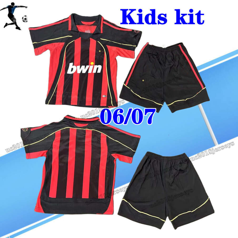 Kids kit KAKA 06 07 Retro Soccer Jersey MALDINI PIRLO RONALDINHO boy Football Shirts Aca children shirt-image-940539123
