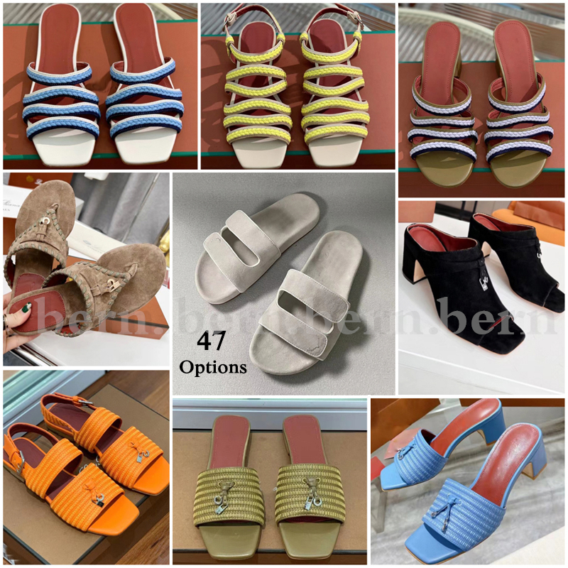 Premium Brand Suede Leather Fashion Women's Sandals Slippers for Summer-image-902598841