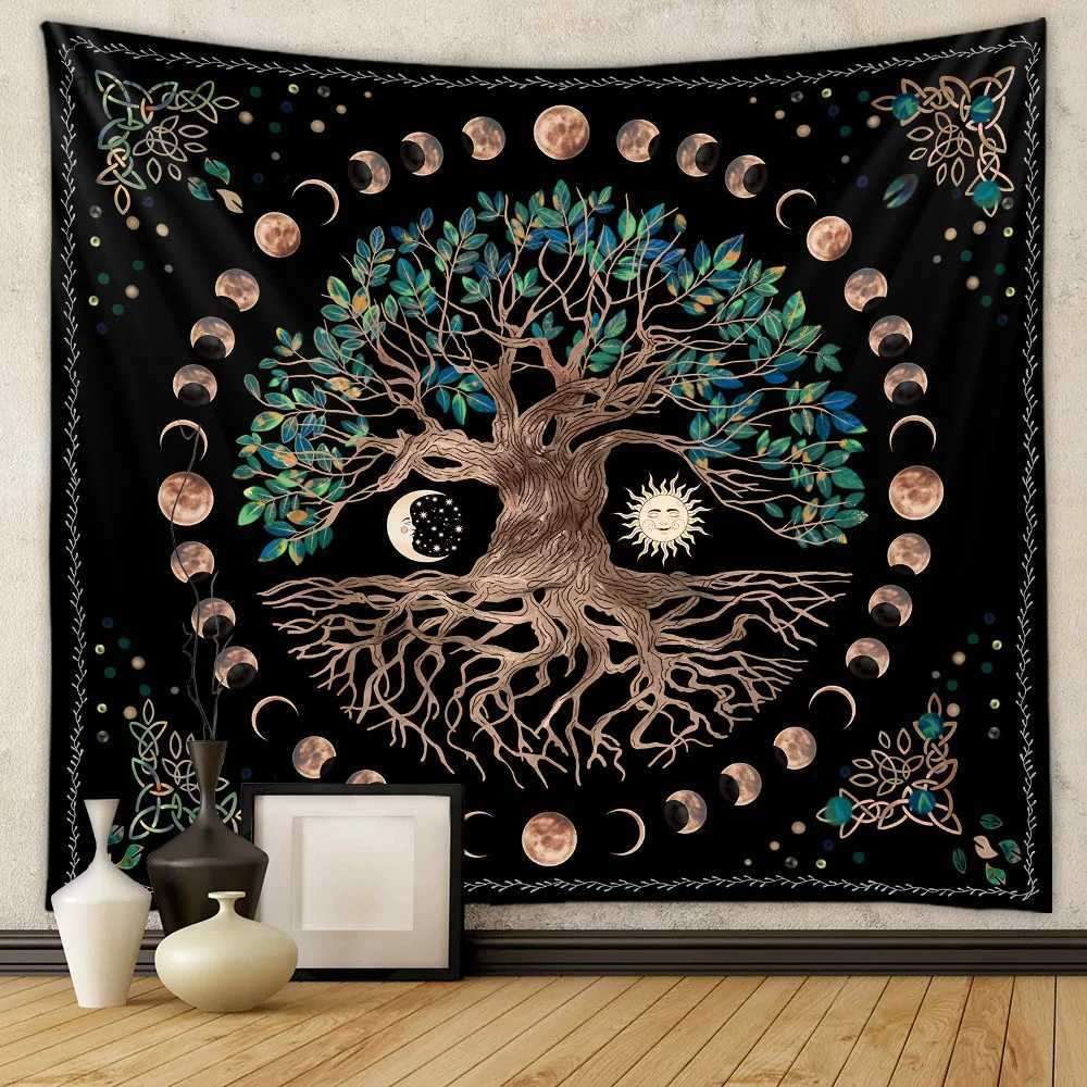 Tapestries Tree of Life Tapestry Sun And Moon Tapestrys Tarot Divination Wall Hanging Boho Aesthetic Room Decor Spiritual Yoga Blankets L260529-image-940588320