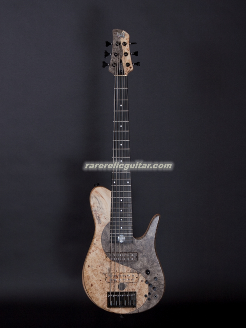 In Stock Butterfly Buckeye Burl Yin Yang Imperial 6 Elite Matte Electric Bass Guitar Neck Thrugh Body Ash Body Maple Neck Black Hardware-image-940454798