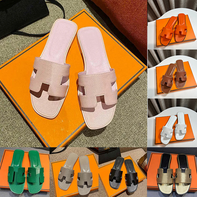 2024 Luxury Designer Home Sandals For Womens Ladies Fashion Leather Flats Slides Slippers Black White Famous Mules Sandale Sliders Summer Spring-image-940571413