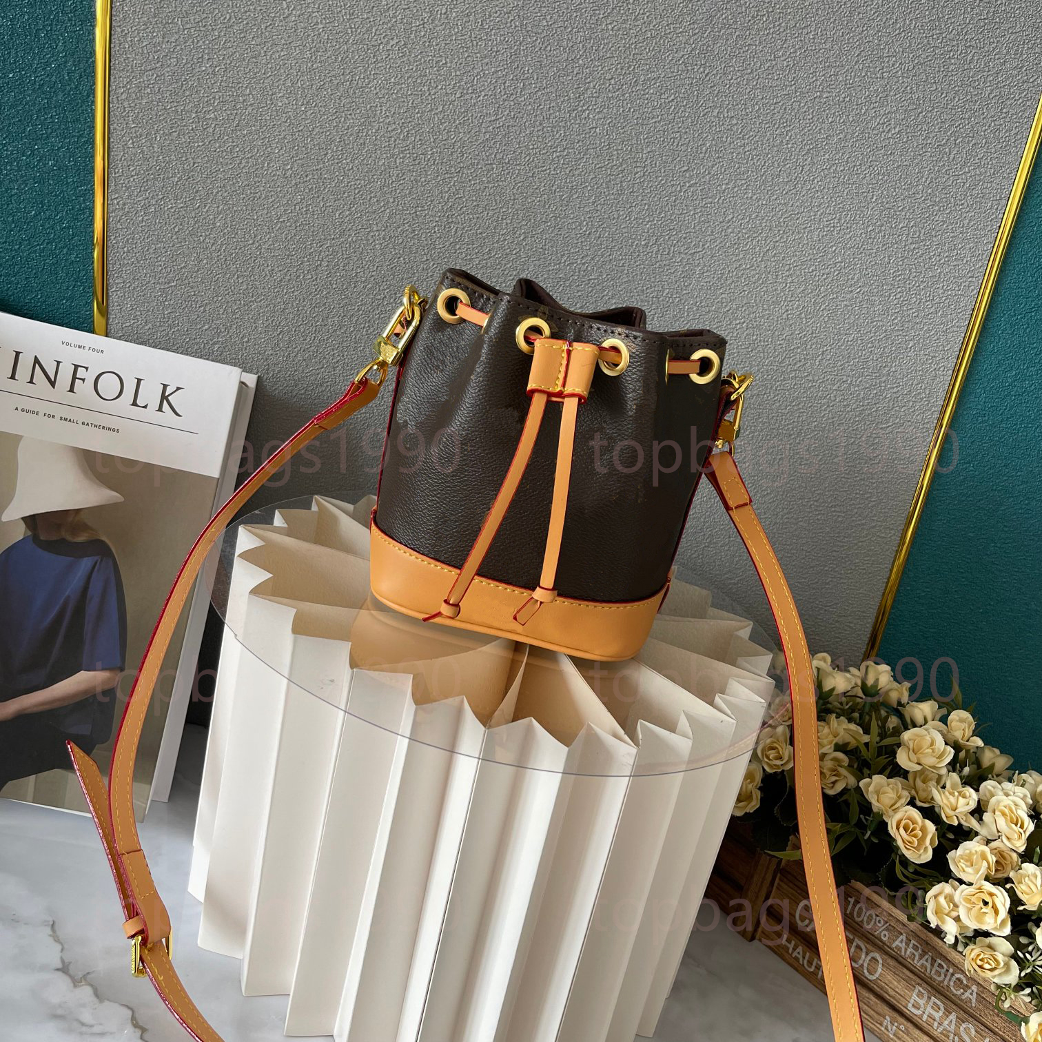 16 cm Designer mini Bucket Bags Shoulder Cross Body Handbag Shopping Basket Canvas Real Leather Casual Fashion women purse wallet-image-940788688