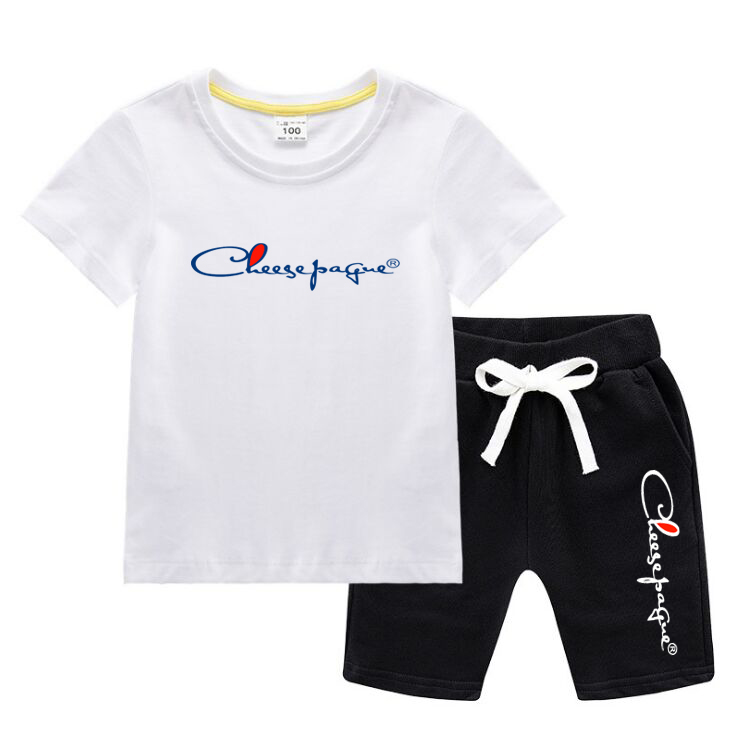 Summer Suits 0-13 Years Boys Girls Brand letter Printed 100% Cotton Orange T-shirts Sport Shorts Sets Children's Comfort Casual Tracksuits Sets