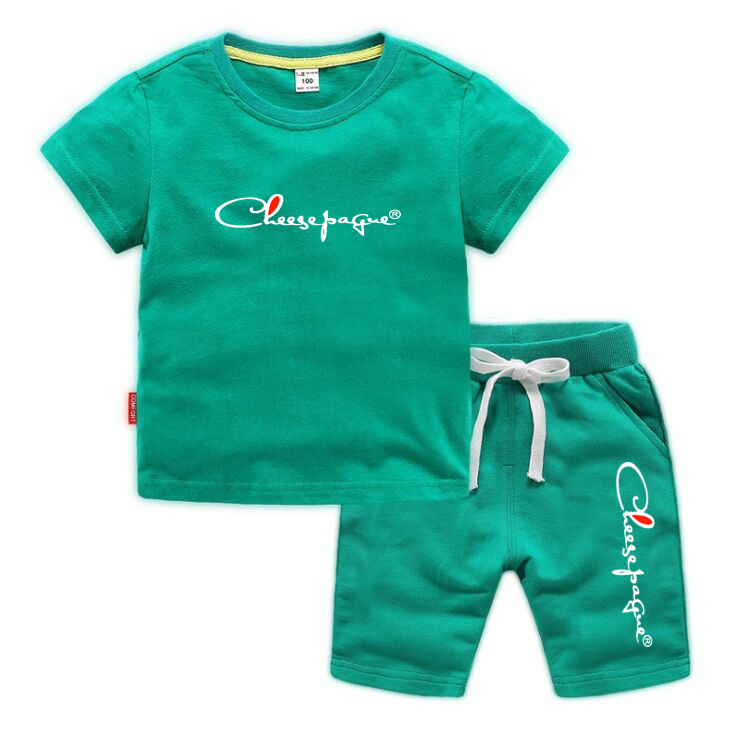 Summer Suits 0-13 Years Boys Girls Brand letter Printed 100% Cotton Orange T-shirts Sport Shorts Sets Children's Comfort Casual Tracksuits Sets