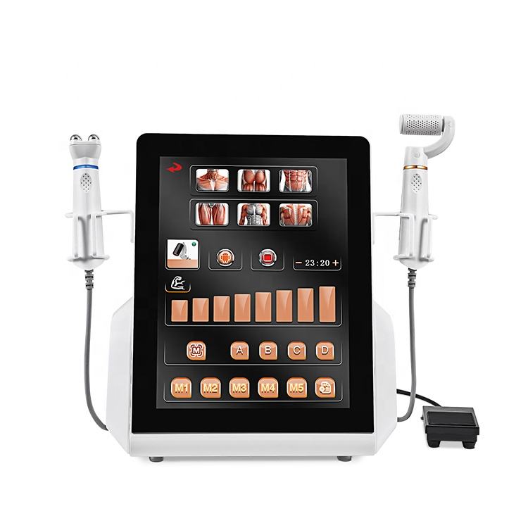 Portable 2 In 1 EMS RF Muscle Relax Skin Rejuvenation Epidermal Resurfacing Plasma Pen Lymph Detox Face Lifting Repairing Aesthetic Instrumen