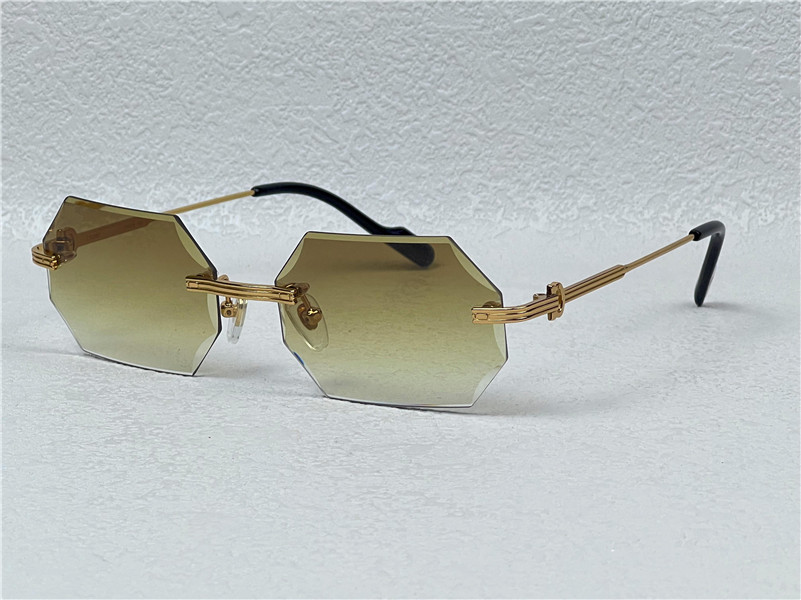 Sunglasses new retro Piccadilly square crystal cut lens eyewear 0286 frameless lock buckle legs fashion and simple design uv400 light-colored dec