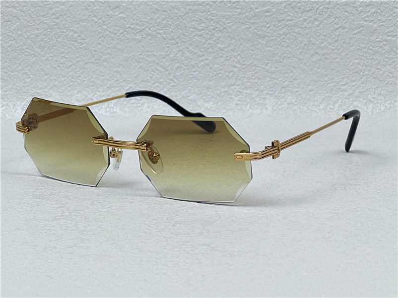 Sunglasses new retro Piccadilly square crystal cut lens glasses 0286 frameless lock buckle legs fashion and simple design uv400 light-colored dec