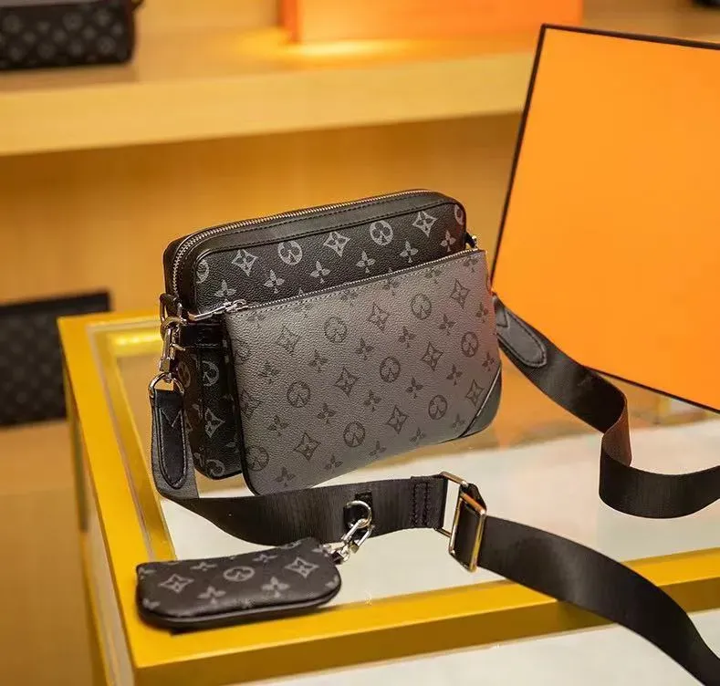 TOP Handbags Women Men Leather TRIO Messenger Bags Luxury Shoulder Bag Make up Bag Designer Handbag Tote Man&#039;s bag-image-941548933