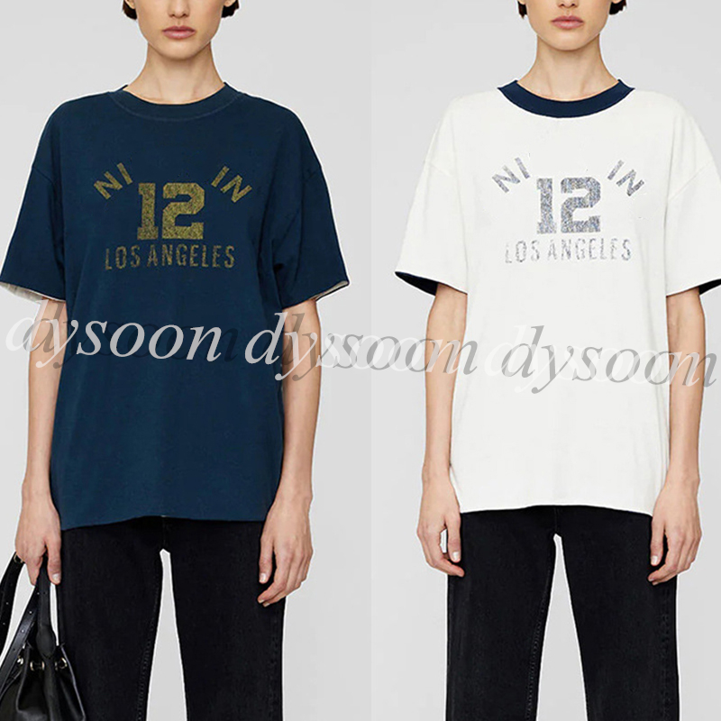 Women Men T-shirt Contrast Color Double Sided Wearable Cotton Short Sleeved Size SML 25966-image-746567304