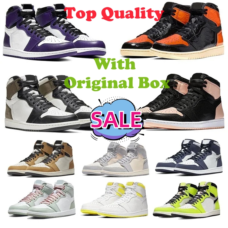 Avec boîte Jumpman High Basketball Chaussures Hommes Femmes Unc Toe Lucky Green Patent Noir Blanc Reverse Moka Olive Lost And Found Hommes Basket
