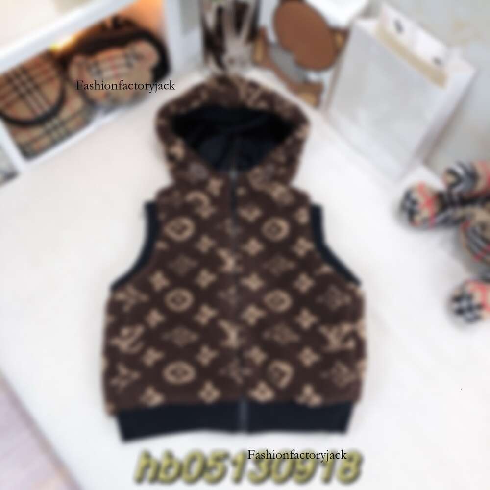 Kid Clothes 2023 Autumn/winter New Children&#039;s Wear Hooded Teddy Velvet Zipper Inner Hollow Inner Vest Coat-image-1059559637