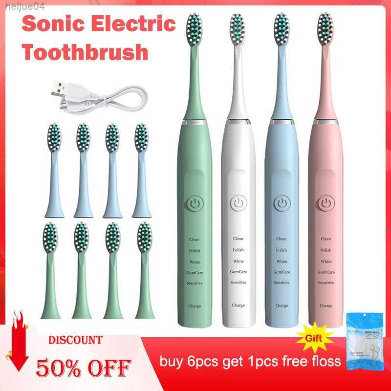 Toothbrush Sonic Electric Toothbrush Cleaning Brush For Adult Automatic Rechargeable Soft Hair Waterproof Ultrasonic Tooth Brush 4 heads-image-941265194