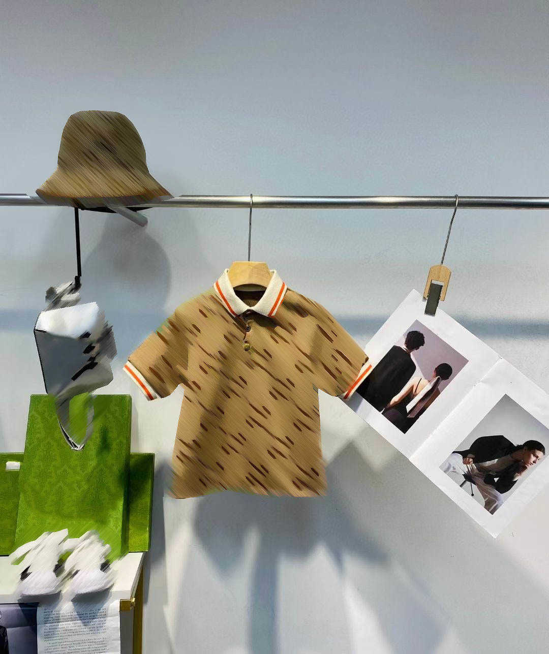 New kids POLO shirt Complete labels baby lapel tees Size 100-150 summer Short sleeve Full print of large logo boy girl T-shirt-image-1015802870