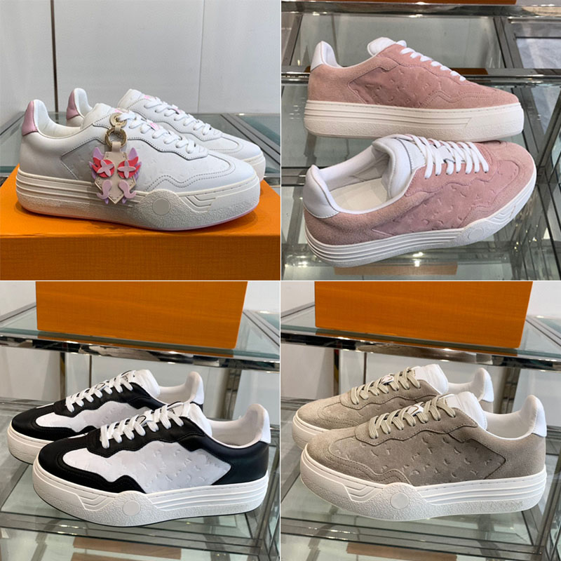 Womens Discovery Sneakers debossed leather made upper Time Out Platform shoes Streamlined design Lightweight Rubber Outsole board shoes-image-941654002