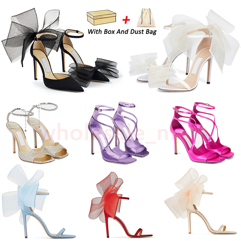 Jimmy talons hauts robe chaussures hommes femmes Londres chaussures de mariage bout pointu latte noir fuchsia noeud papillon Designer femmes snea