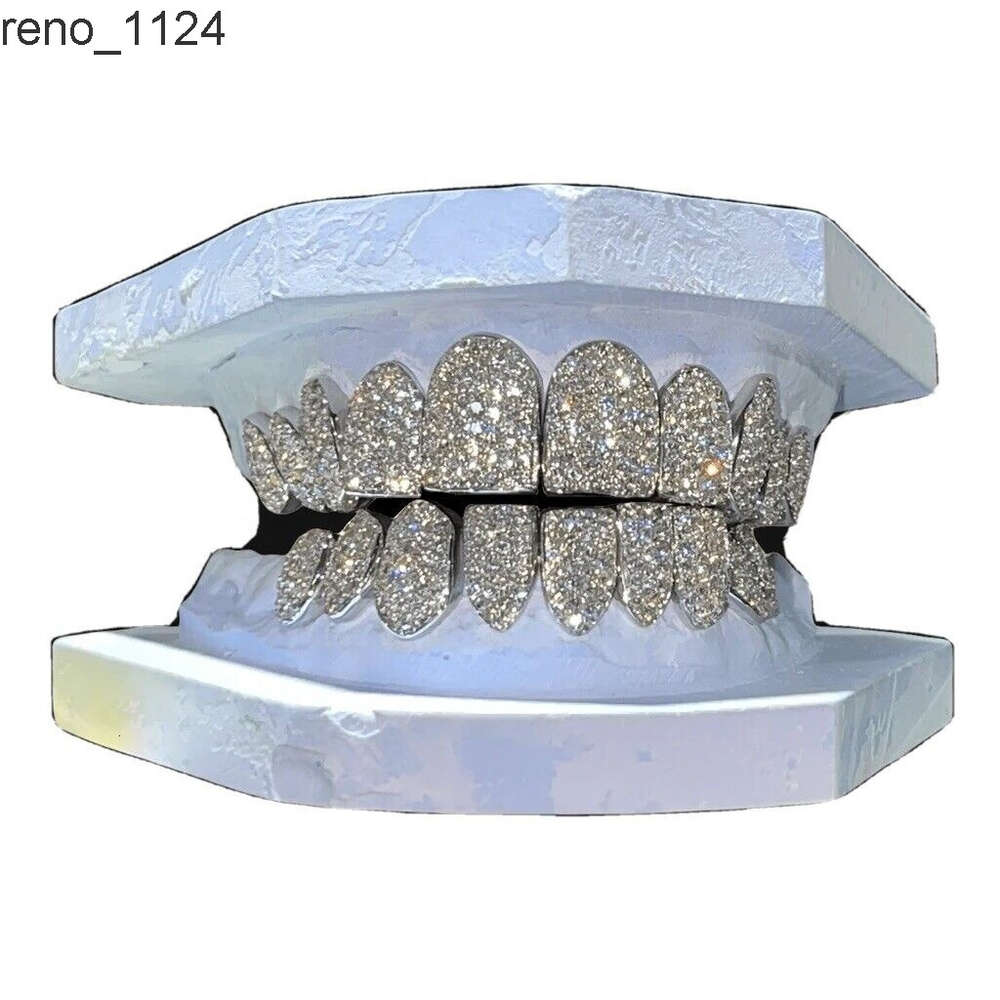 Silver Bling Grillz Mold Kit De Dent Moissanite Diamond Iced out Gold Plated Grills Teeth Grillz Custom Moissanite Grill-image-941838437