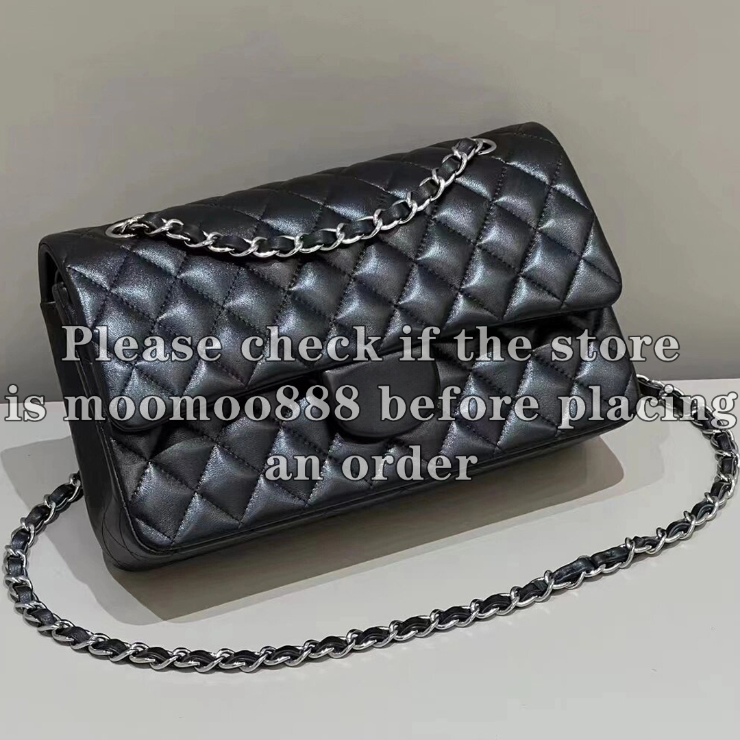 12A All-New Mirror Quality Designer Classic Quilted Bag Medium Womens Lambskin Caviar Double Flap Bag Luxurys Handbags Real Leather Purse Black S-image-941729630