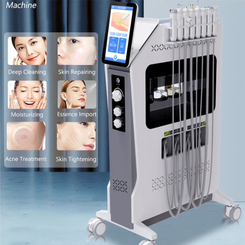 8 in 1 Hydra Peel Plasma EMS Ice Hammer Hydra Oxygen Spray Metal Microdermabrasion Facial Machine Beauty Salon Use-image-941778167