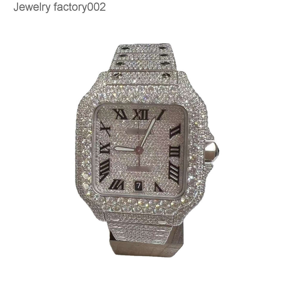 2022 Luxury Iced Out Diamond Square Watch Moissanite Watch Mens diamond Wrist Mechanical Watch for Date-image-941839660