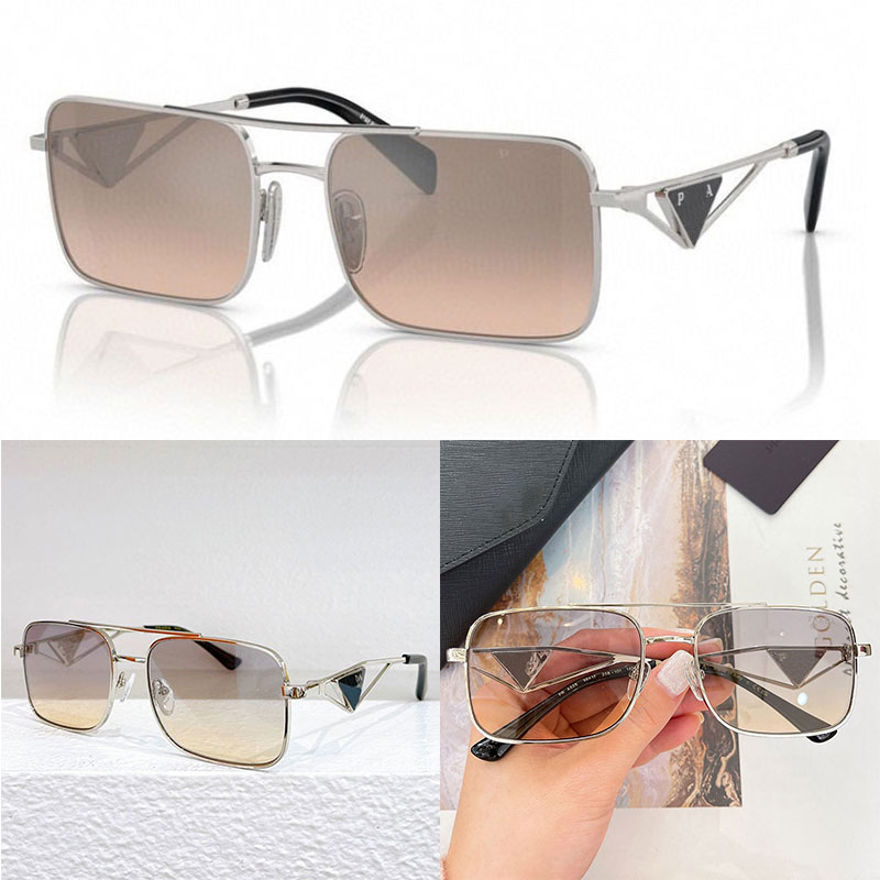 Designer Fashion Brand Sunglasses PRA52S Pilot Square Frame Triangle Logo Lens Legs Modern Trendy Sunglasses with Box-image-942043204