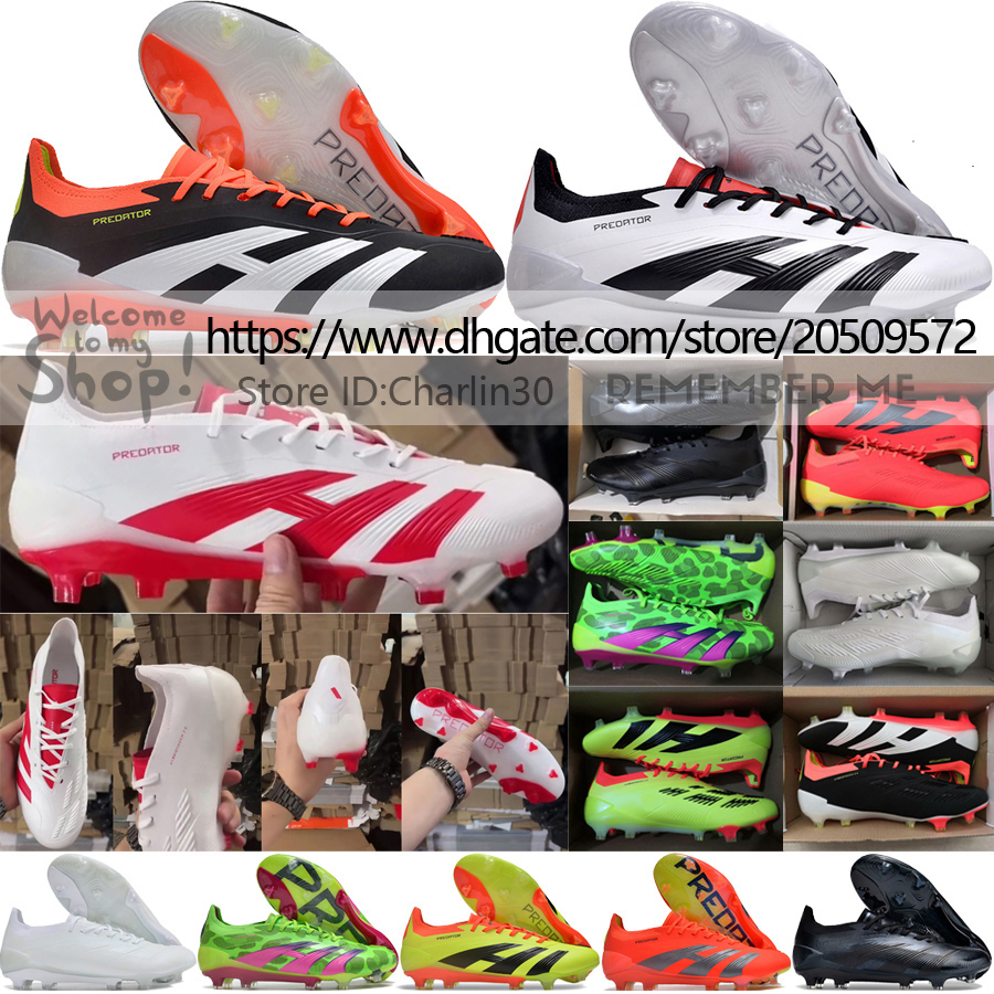 Envoyer avec un sac Qualité Nouvelles bottes de football de football Predator 24 Elite FG Lacets Chaussures pour hommes en cuir souple Baskets co