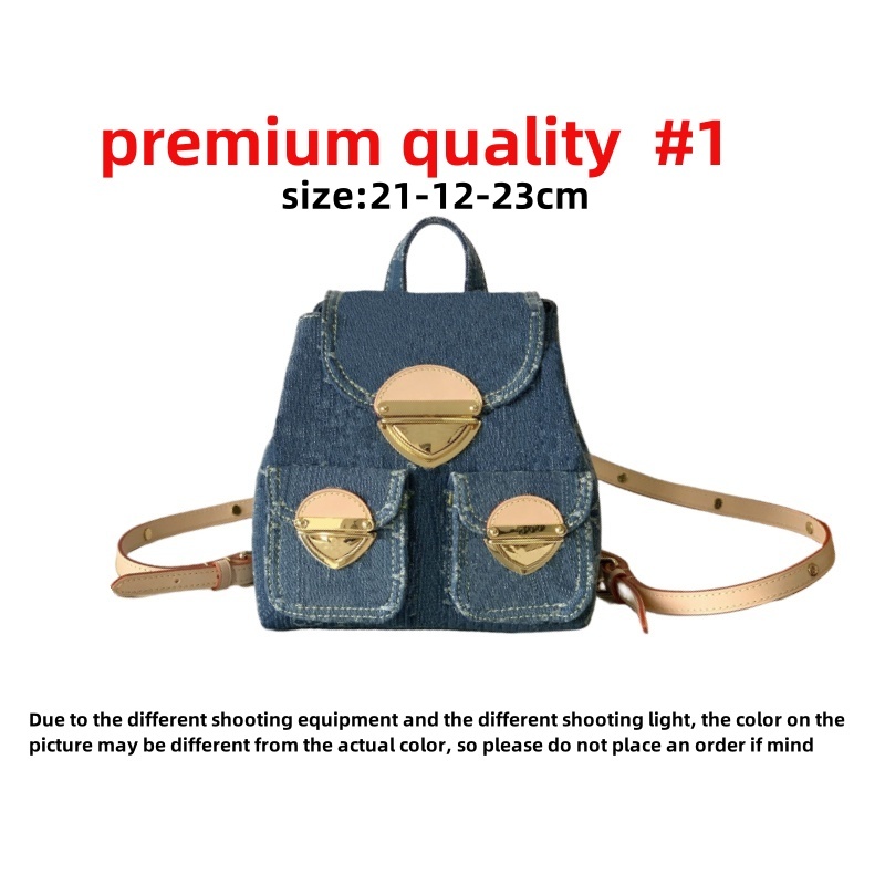 Denim Vintage Shoulder Bags Women Tote Bag Canvas Handbag Old Flower Underarm Bag Print Purse Backpack Gold Hardware Pouch-image-942226546