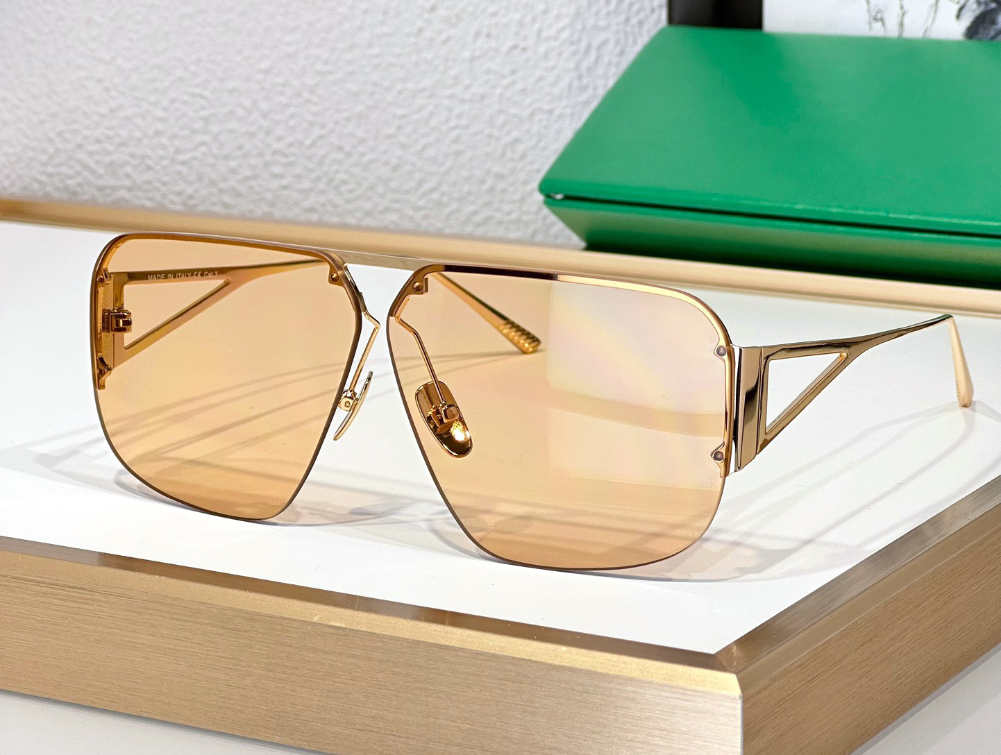 Fashion designer 1065 mens women sunglasses metal half frame rectangle glasses outdoor trendy versatile star same style Anti-Ultraviolet come wit-image-942059022