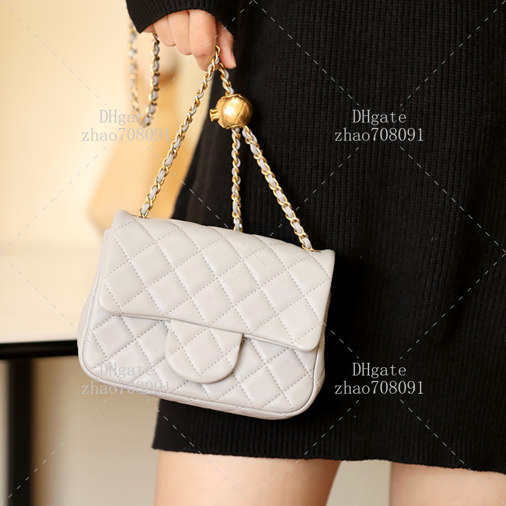 designer bag Woman crossbody bag Top Quality Mini 17cm sheepskin Golden ball chain bag Luxury shoulder bag With box C006