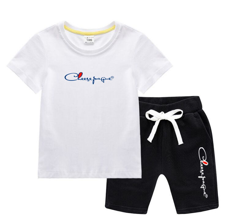Été bébé garçons marque imprimé vêtements de sport été filles shorts confortables 100% coton T-shirt ensemble 2 ensemble de vêtements pour enfant