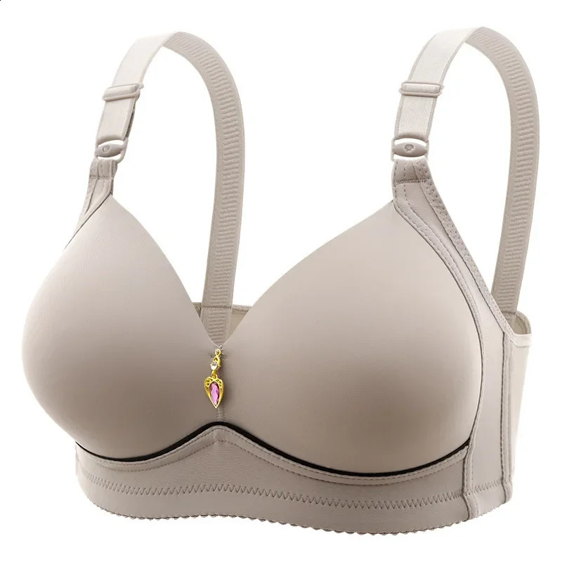 Sports bra Bralette sexy largesized stainless steel ring underwear push up breathable womens thin cup smooth strapless 240731