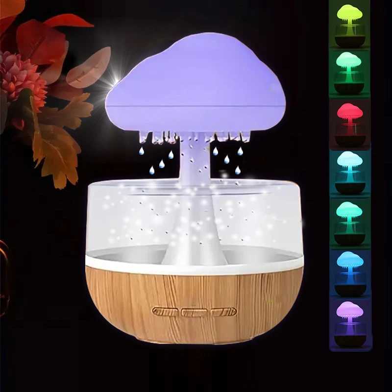 Humidifiers Rain cloud humidifier rain colorful mushroom cloud raindrop atmosphere lamp night light essential oil small aromatherapy machine L248-image-1008744414