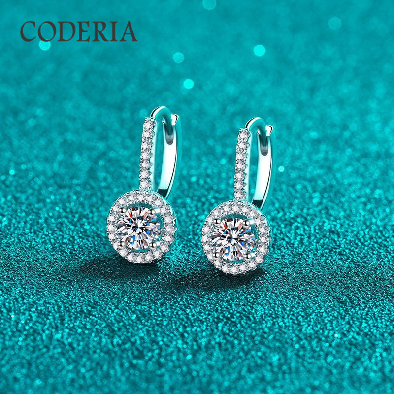 Silver S925 18K White Gold Plated Moissanite Earrings Nickel Free Waterproof D Color 0.5 Carat Stud Earrings Fashion Jewelry