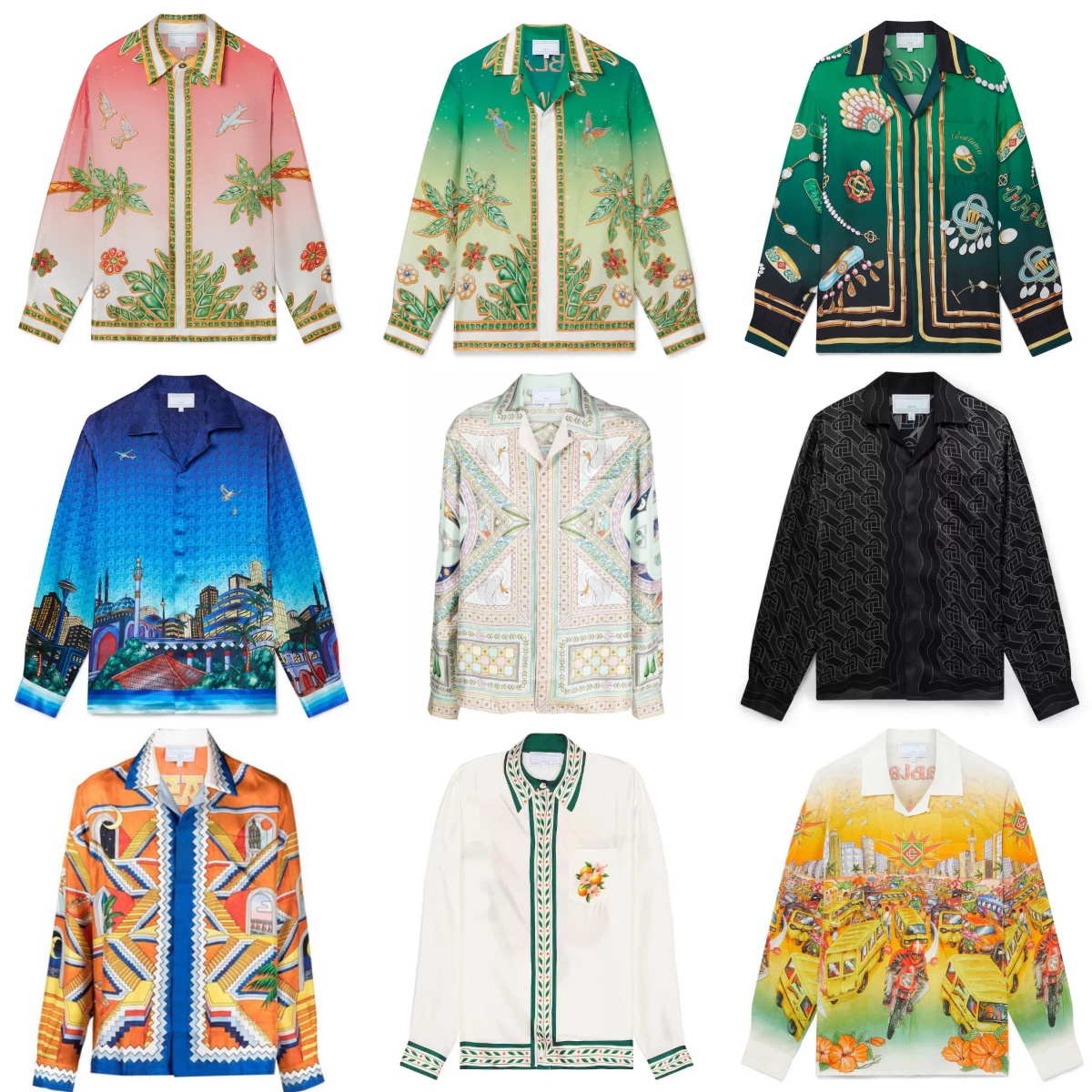 24ss Men Shirt Designer Leisure Silk Loose Button Up Summer Shirts Long Sleeved Beach Tops-image-969257314