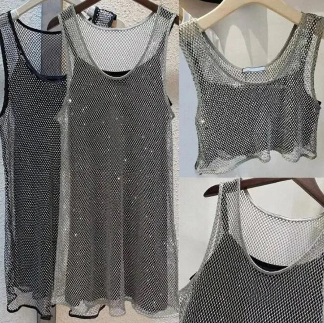 Women Shiny Rhinestone Dress Sexy Crop Top Vest Fashion Denim Bra Tops Sleeveless Sling Vests Woman Dresses Highly Quality-image-868753992