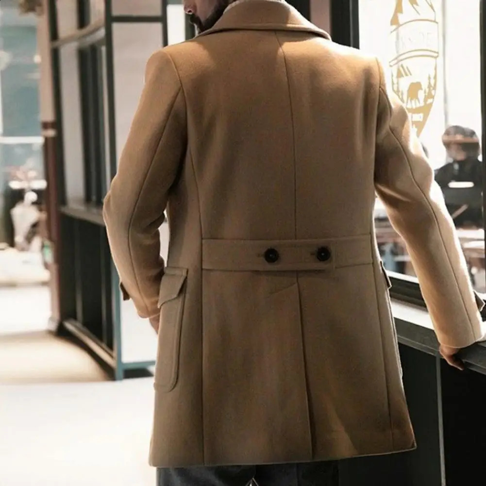 Mens thick winter coat British mens double row trench long sleeved cardigan autumn and 240801