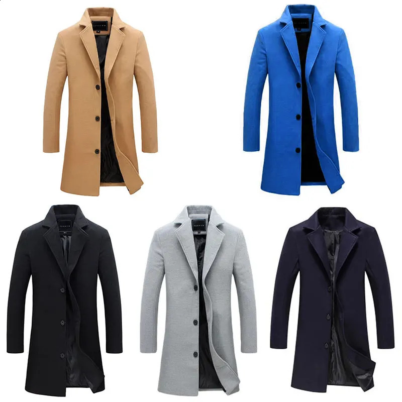Wool coat outerwear long sleeved collar jacket stylish and elegant pocket winter wool ultrathin mens 240801