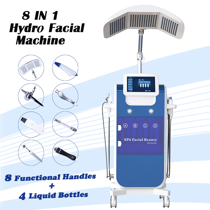 Hydro water dermabrasion dead skin scrubber bio peel pdt led light therapy diamond vacuum suction blackhead ultrasonic face oxygen spray multi facia