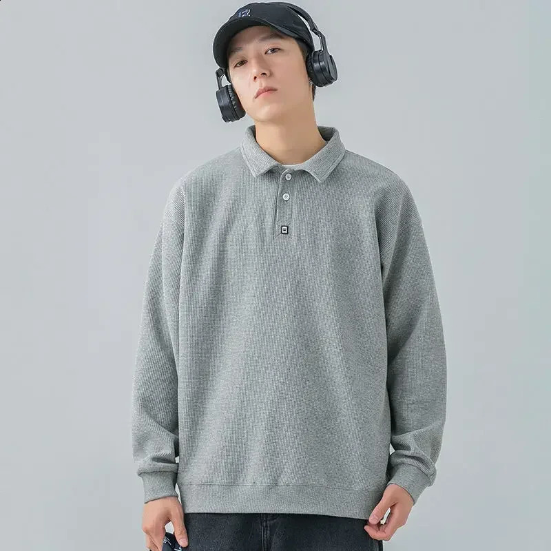 T polo pour hommes Baggy Japan Tops Sweatshirts Male Vêtements Waffle It manches longues décontractées avec tendance Unique Vente F Full 240802