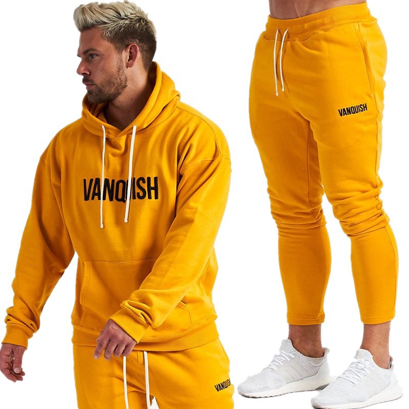 Men&#039;s Men&#039;s Tracksuits Muscle fitness sports leisure suit men&#039;s outdoor exercise pullover hoodie men&#039;s two-piece set-image-798731234