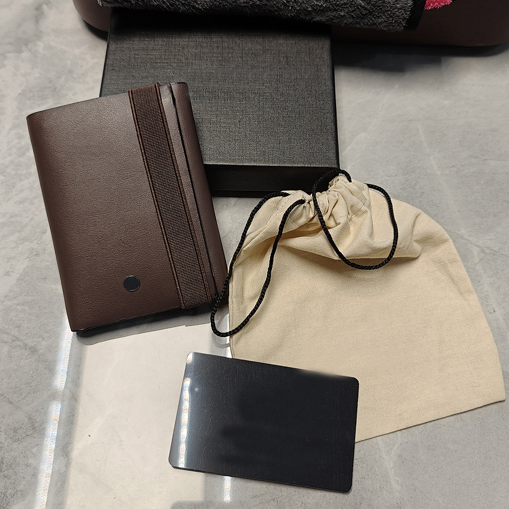 Luxury designer men's wallet brand original box genuine leather luxury brown wallet pocket mini card slot folding card bag