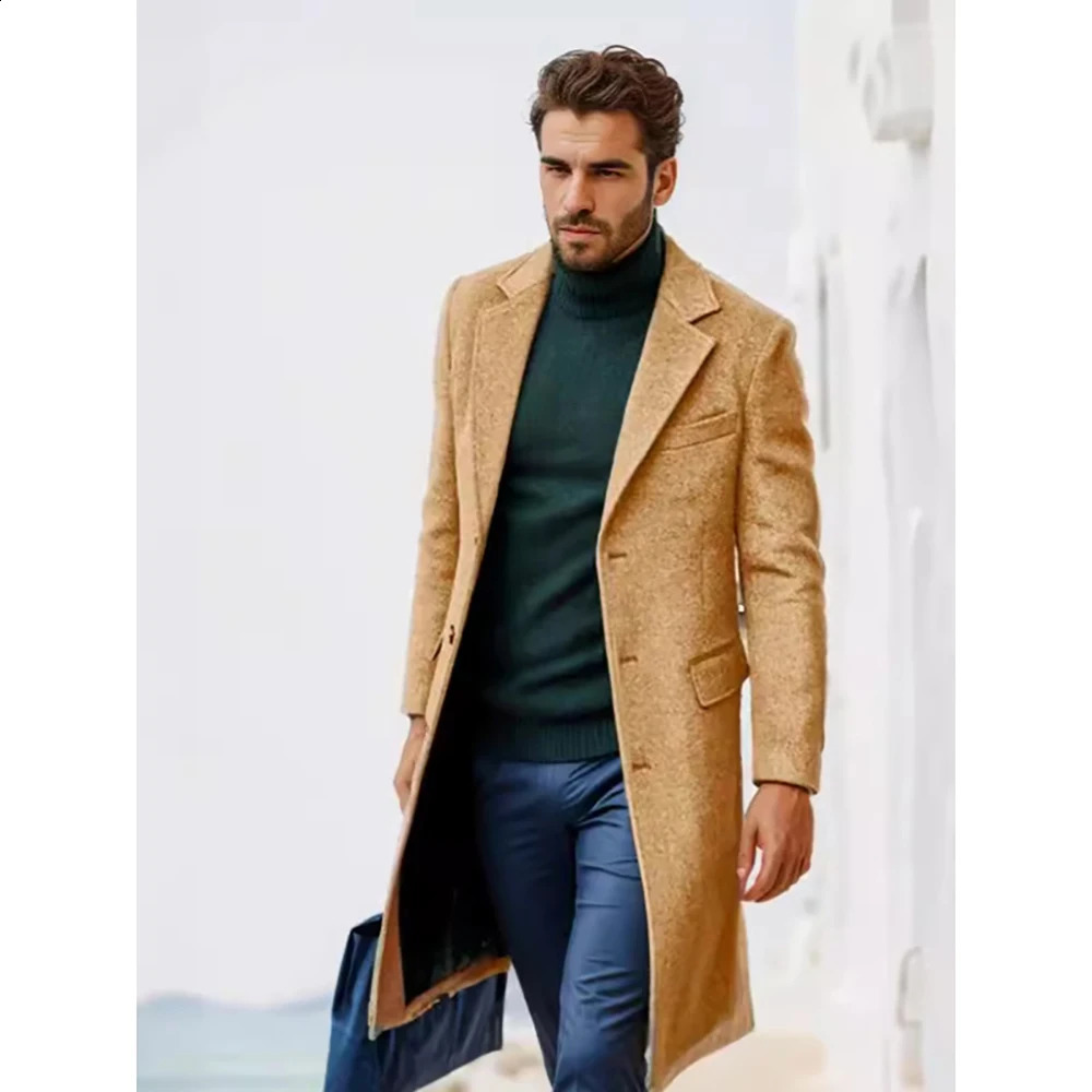 2024 selling autumn and winter highquality mens jackets British style long woolen coats 240823