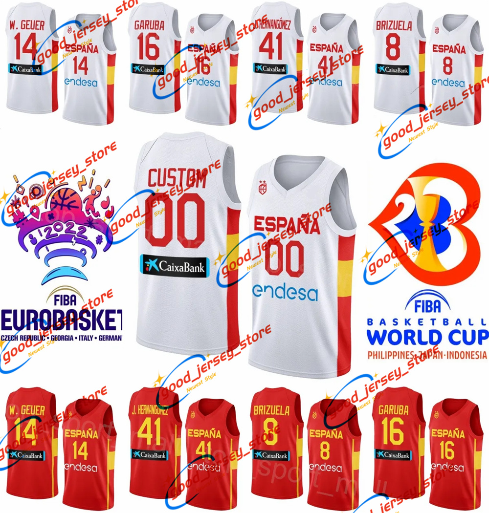 100e anniversaire Équipe nationale Espagne Espana 14 porte le maillot de basket-ball Euro Willy Hernangomez Jersey Lorenzo Brown 16 7 Jaime Ferna