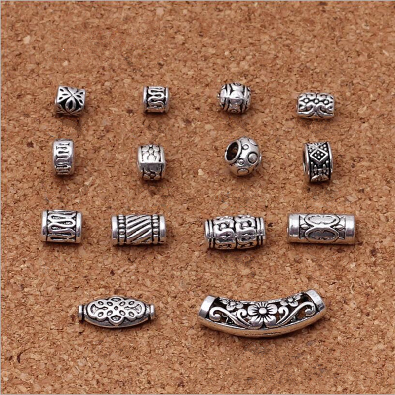 10pcs Tibetan Silver Carved Tube Spacer Beads for Jewelry Making Charm Bracelets DIY Handmade Jewelry Findings