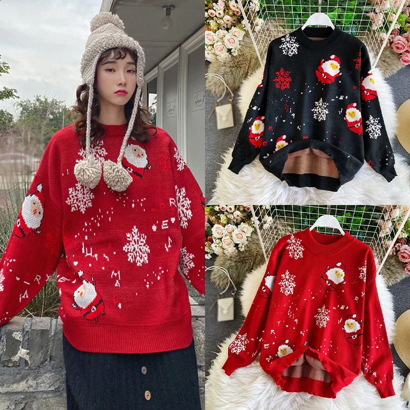 Pull en tricot grenier de Noël épais rond cou rond hiver santa claus automne et couple set 240801