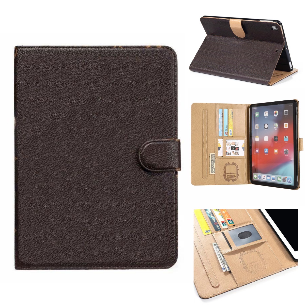 Fashion High-grade Designer Tablet PC Cases for ipad pro13 pro12.9 pro11 air4 air5 10.9 Air11 mini123 mini45 mini6 10.2 ipad56 Leather Card Holde-image-705996614