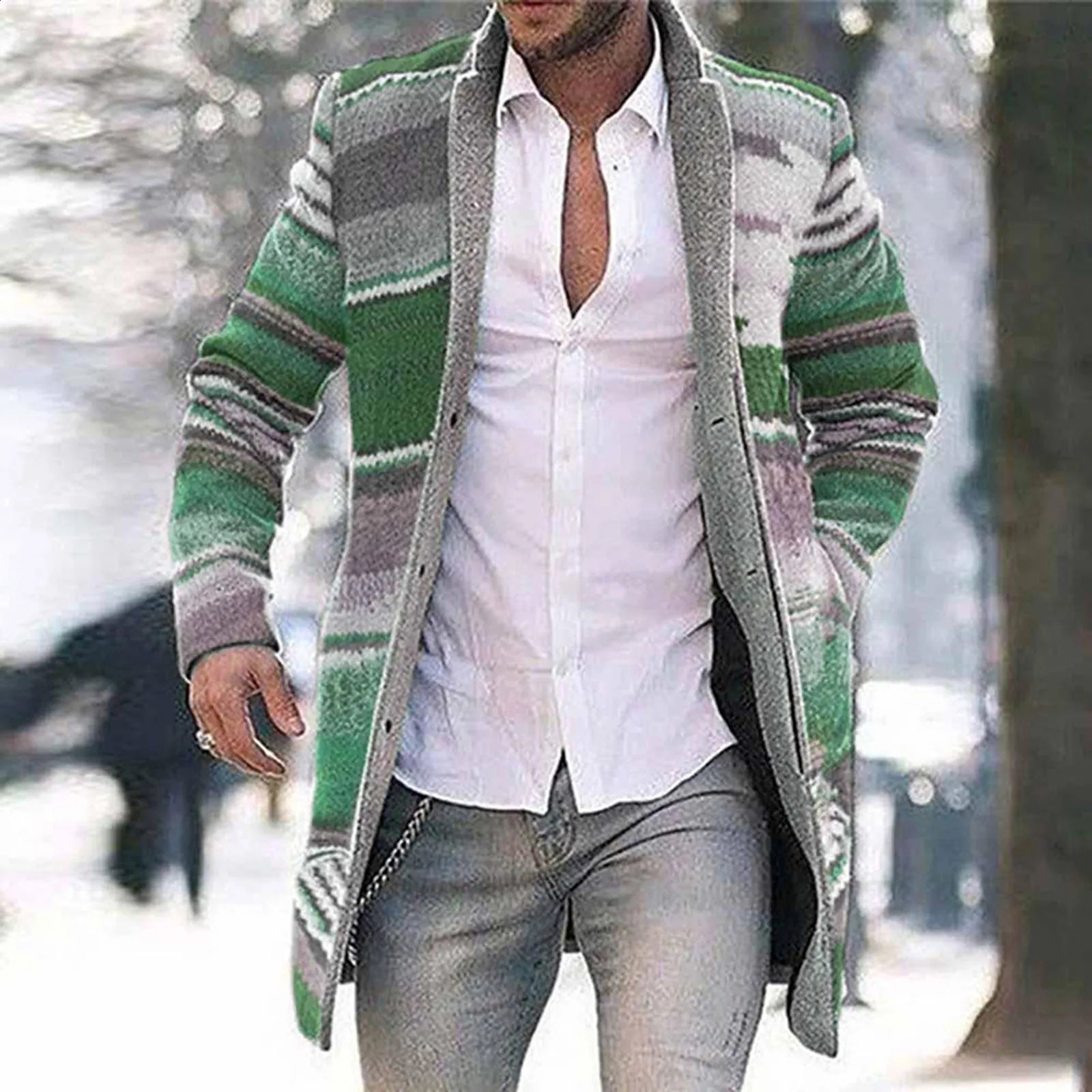 Winter fashion wool blended Coats mens jacket thick long sleeved cardigan warm stand up collar trendy casual windproof 240801